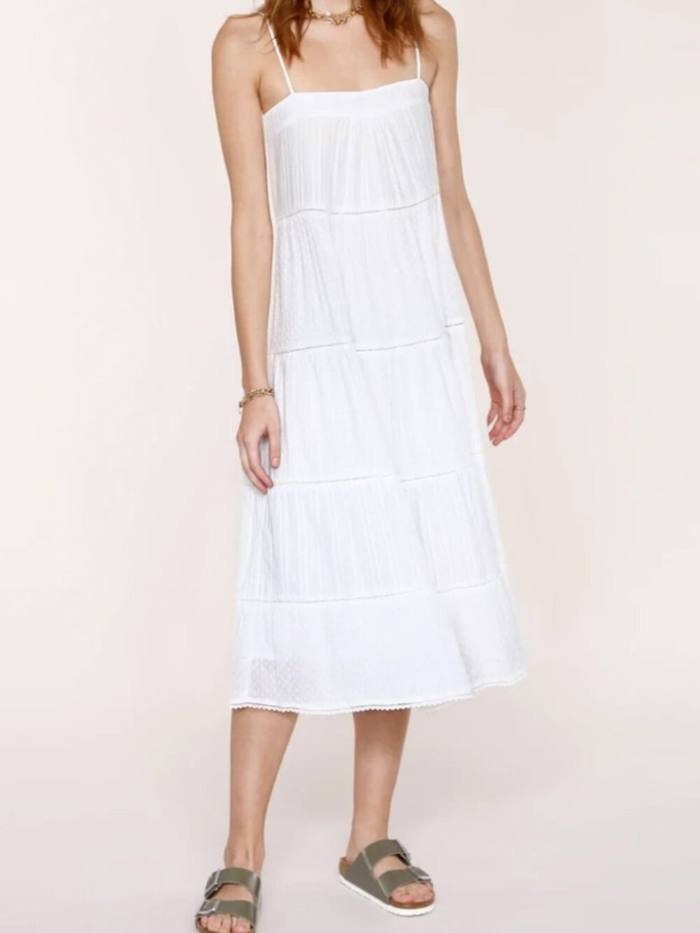 Heartloom Jilly Dress Tiered Cotton Maxi Dress White Size Small